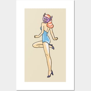 Batty Pin Up Girl Posters and Art